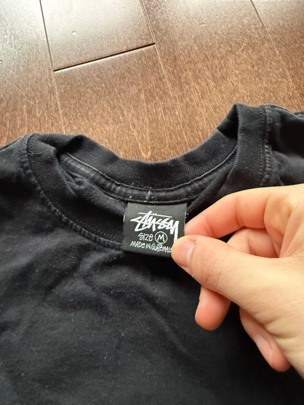 Stussy Black Basic Double Sided Graphic Spell Out Logo Shirt Size M/L y2k - Picture 3 of 4